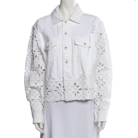 Jonathan Simkhai White Macrame Crochet Button Down Jacket - Picture 3 of 16
